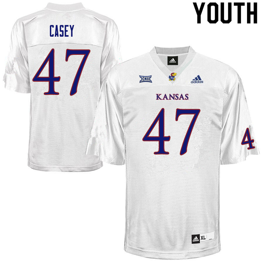 Youth #47 Jared Casey Kansas Jayhawks College Football Jerseys Sale-White - Click Image to Close